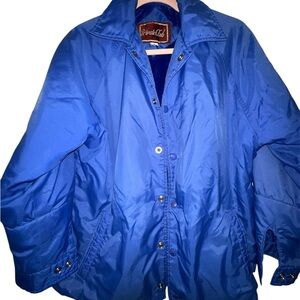 Private Club Blue Faux Fur Lined Coat Jacket Small Y2K Retro